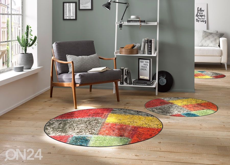 Ümmargune vaip Vintage Patches Ø 85 cm suurendatud