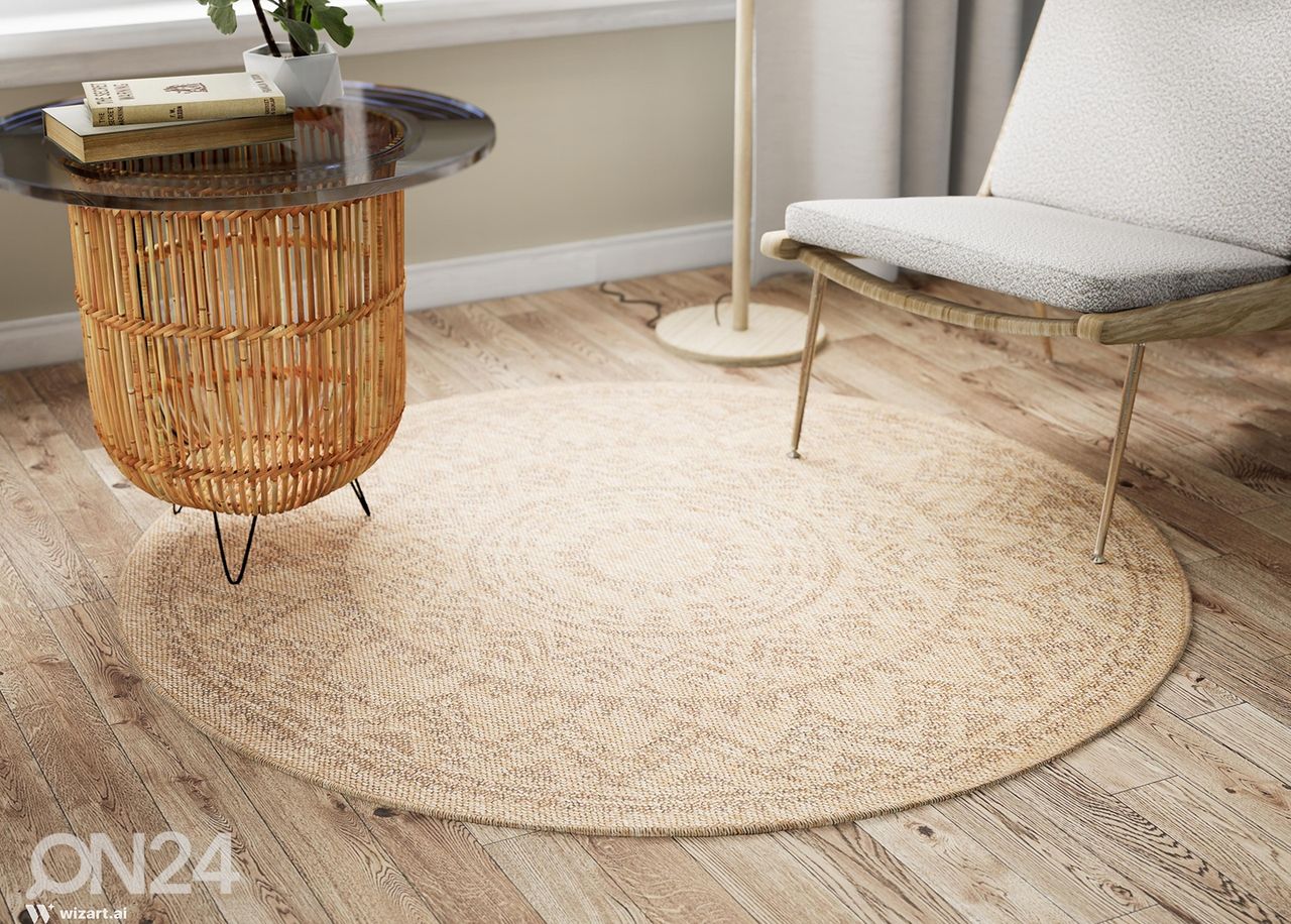 Vaip Jute tuppa/õue Ø 120 cm, naturaalne suurendatud