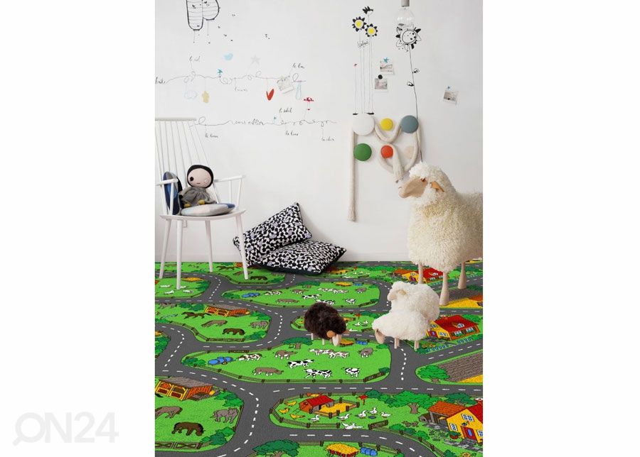 Vaip lastetuppa Farm 133x133 cm suurendatud