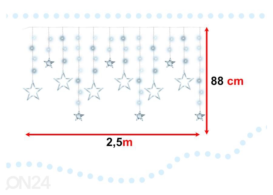 Valguskardin tähed 2.5 m 138LED külm valge suurendatud