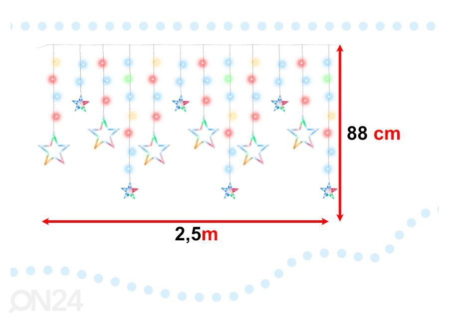 Valguskardin tähed 2.5 m 138LED värviline suurendatud