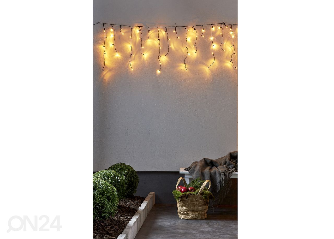 Valguskett Icicle golden LED, 590 cm suurendatud