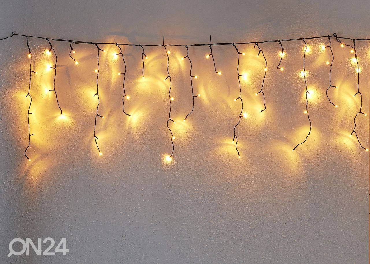 Valguskett Icicle golden LED, 590 cm suurendatud