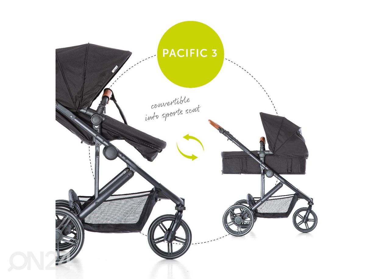 Vankrikomplekt Hauck Essential Pacific 3 Shop N Drive Caviar suurendatud