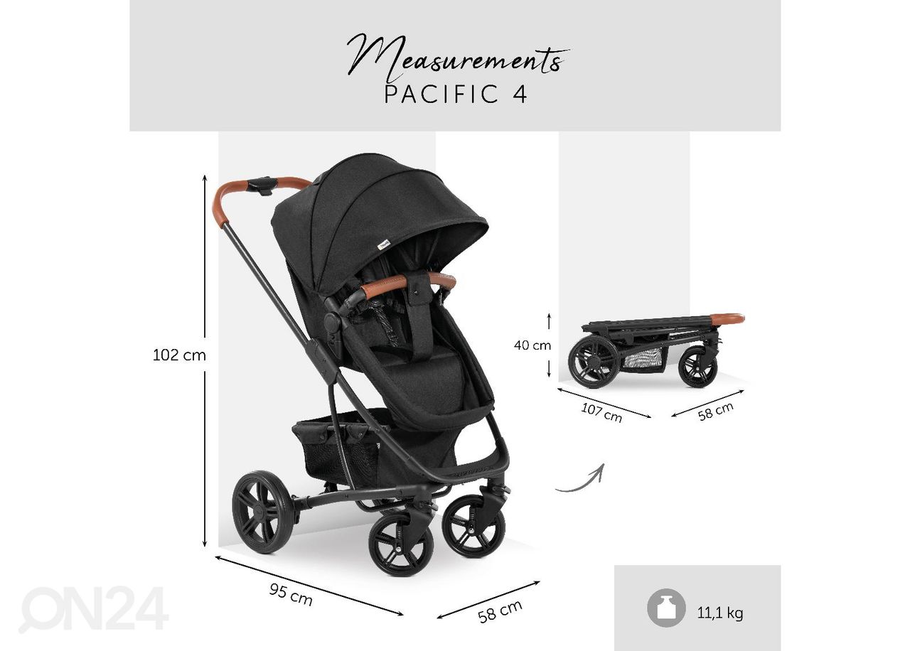 Vankrikomplekt Hauck Essential Pacific 4 Shop N Drive Caviar suurendatud