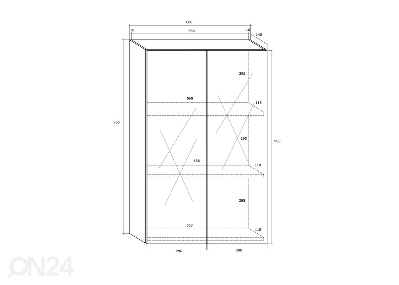 Vannitoa seinakapp 60 cm suurendatud