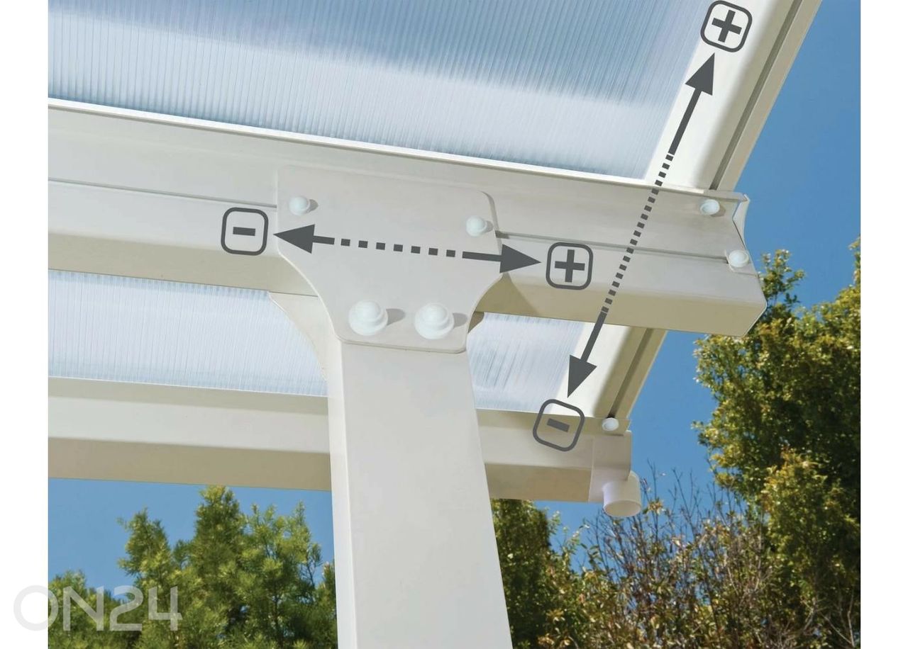 Varikatus terrassile Feria 3x3 m suurendatud