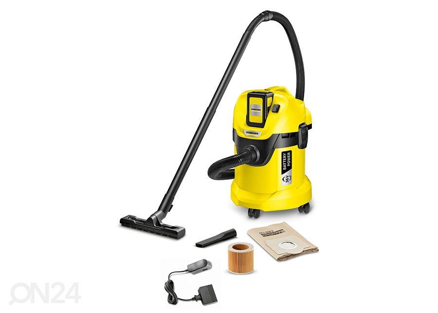 Vee- ja tolmuimeja WD 3 Kärcher, akukomplektiga suurendatud