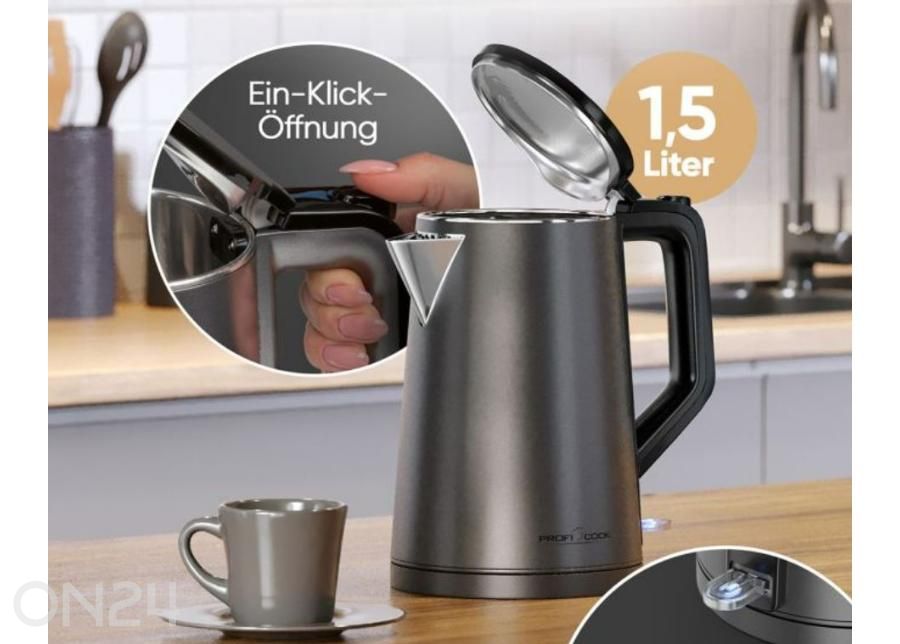 Veekeetja ProfiCook 1,5 L PCWK1290, grafiithall suurendatud