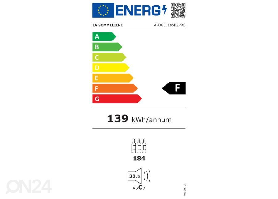 Veinikülmik La Sommeliere APOGEE185DZPRO suurendatud