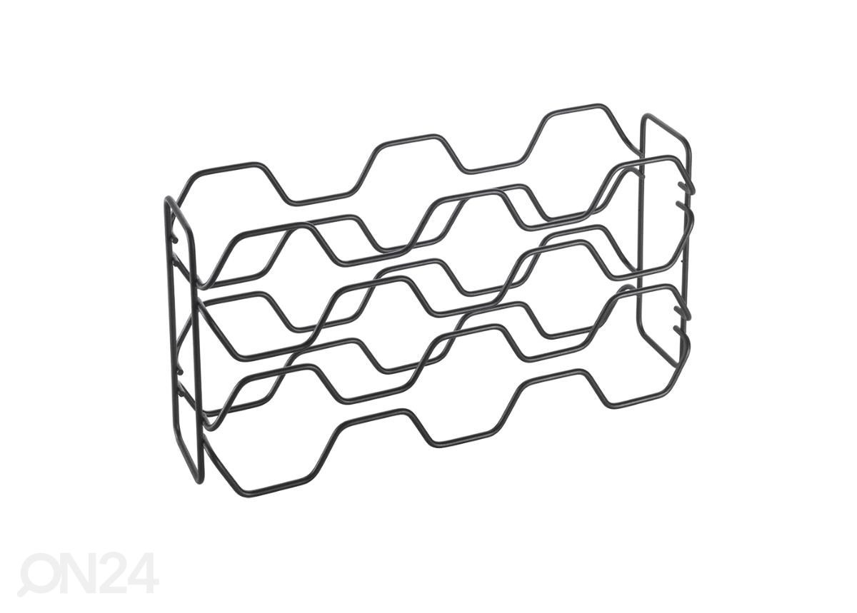 Veiniriiul 10 pudelile Hexagon, 43x12x11 cm, must suurendatud