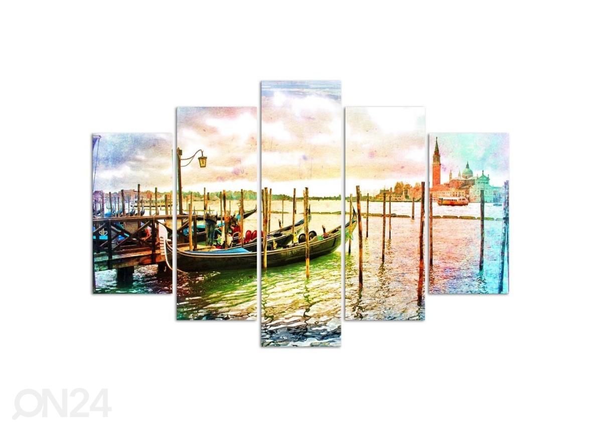 Viieosaline seinapilt A Walk Through Venice 100x70 cm suurendatud