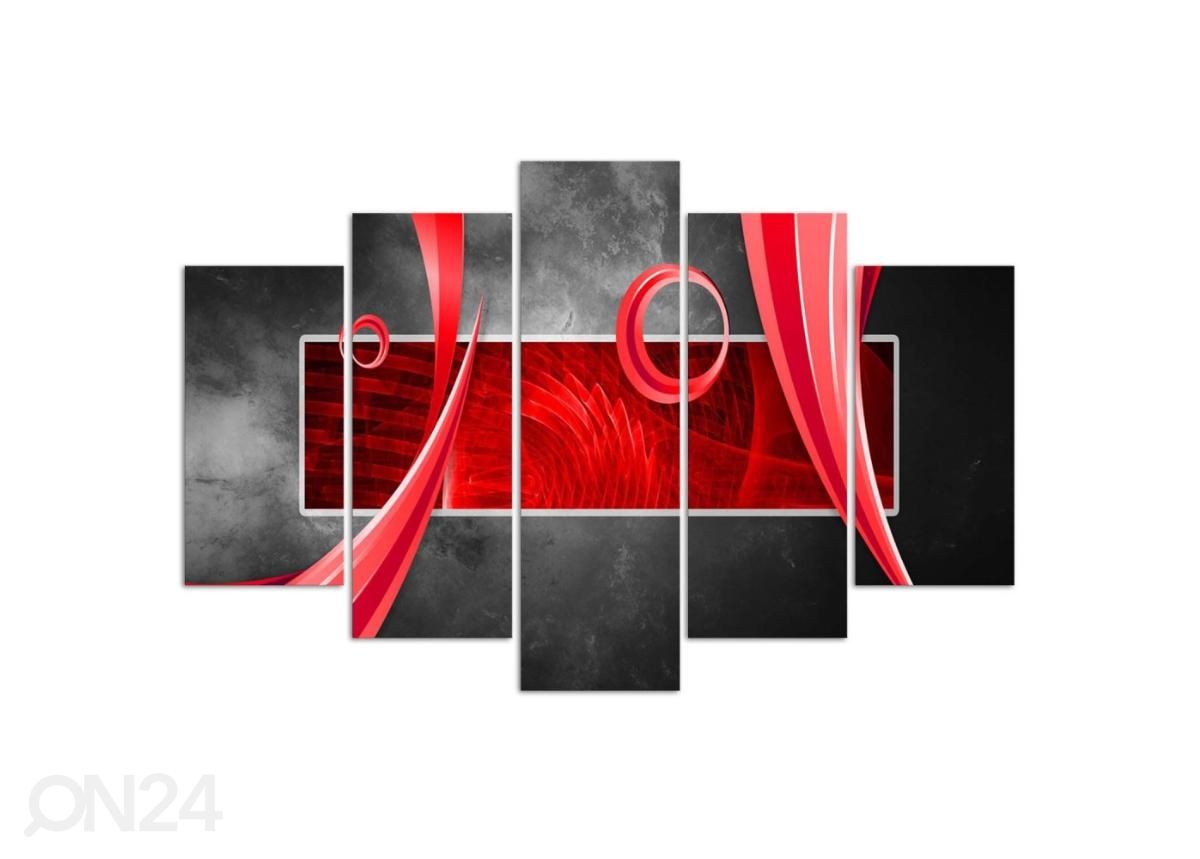 Viieosaline seinapilt Abstract Red Rectangle 200x100 cm suurendatud