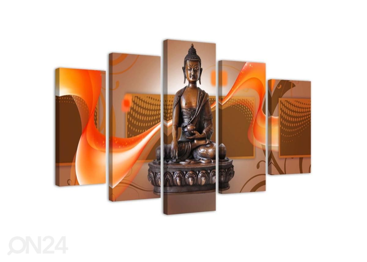 Viieosaline seinapilt Buddha on abstract background 100x70 cm suurendatud