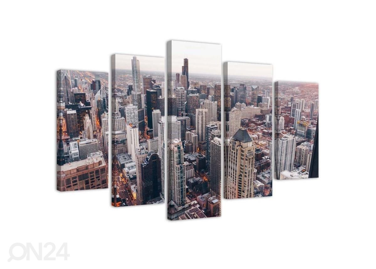 Viieosaline seinapilt Chicago Skyscrapers 150x100 cm suurendatud