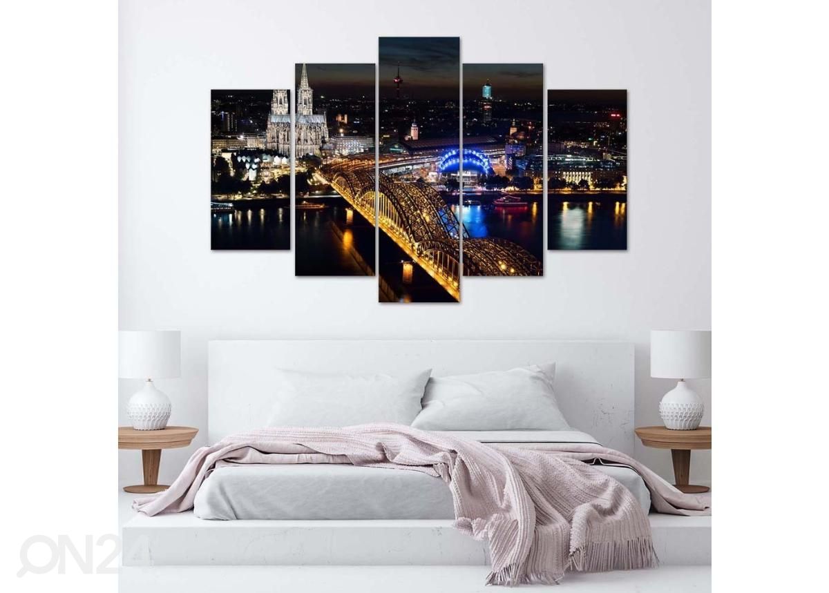 Viieosaline seinapilt Cologne Cathedral and bridge 200x100 cm suurendatud