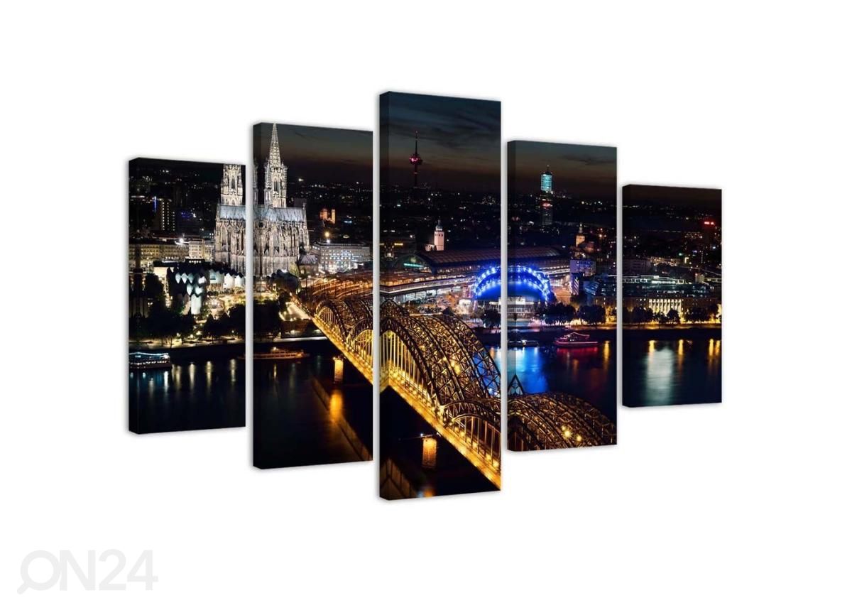 Viieosaline seinapilt Cologne Cathedral and bridge 200x100 cm suurendatud