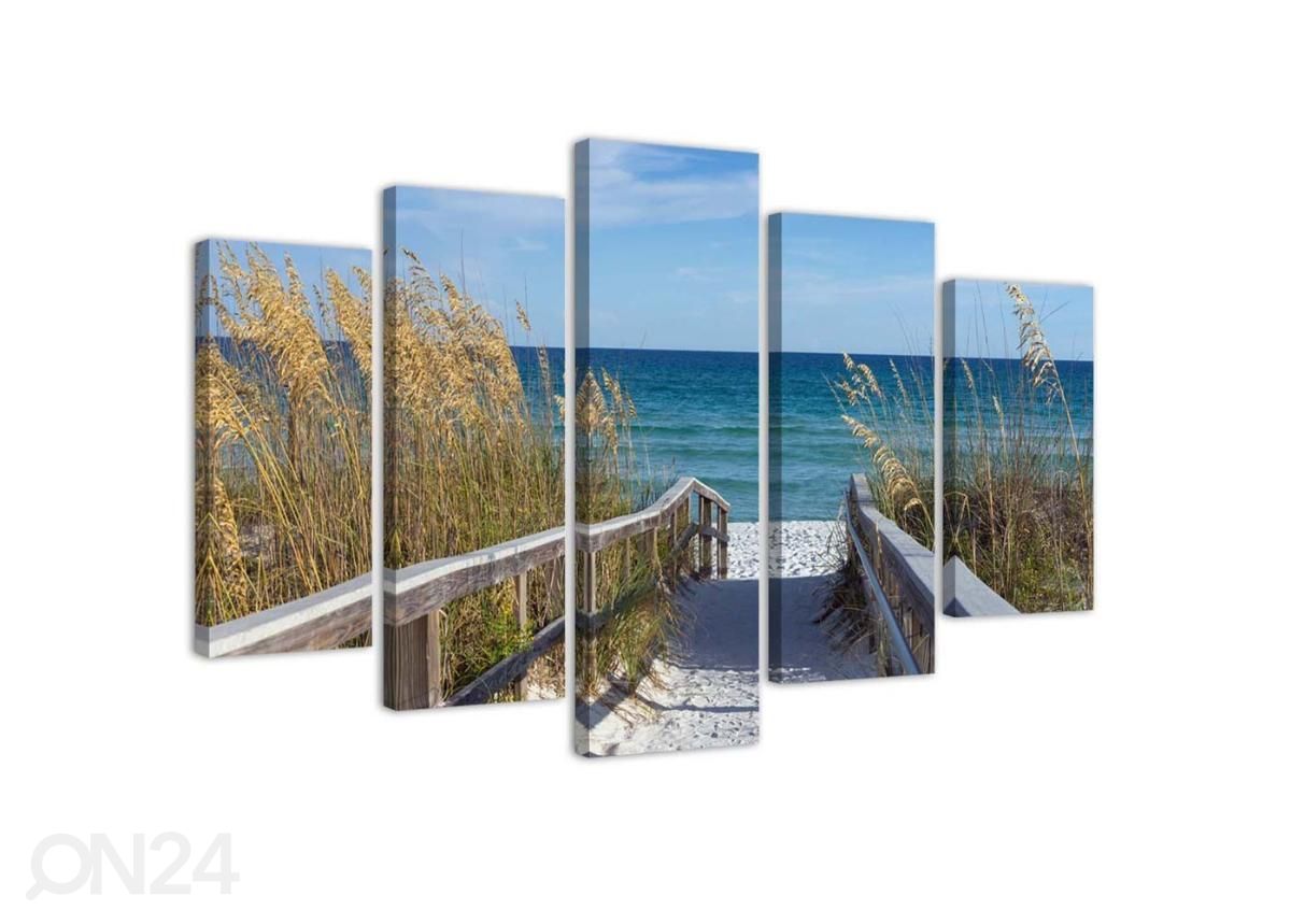 Viieosaline seinapilt Descend to the Beach 100x70 cm suurendatud