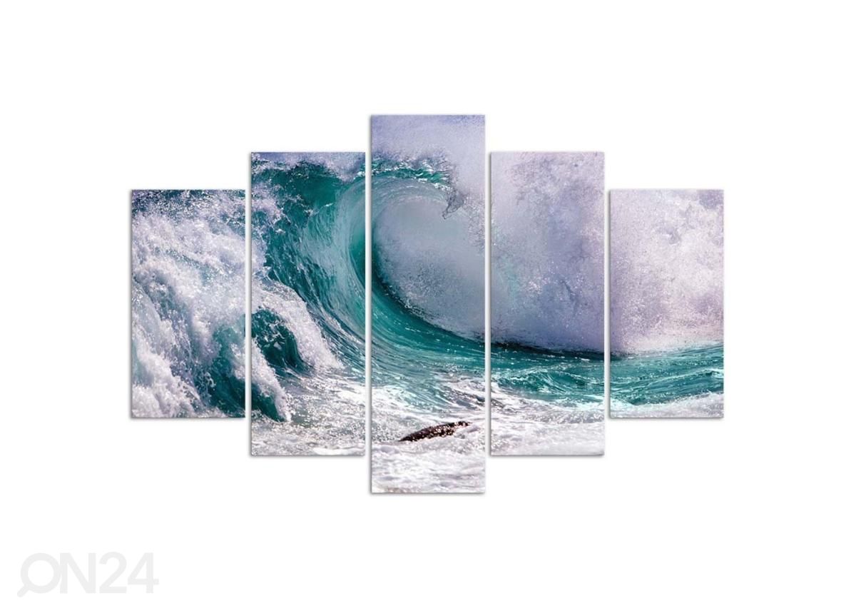 Viieosaline seinapilt Foaming Wave 200x100 cm suurendatud