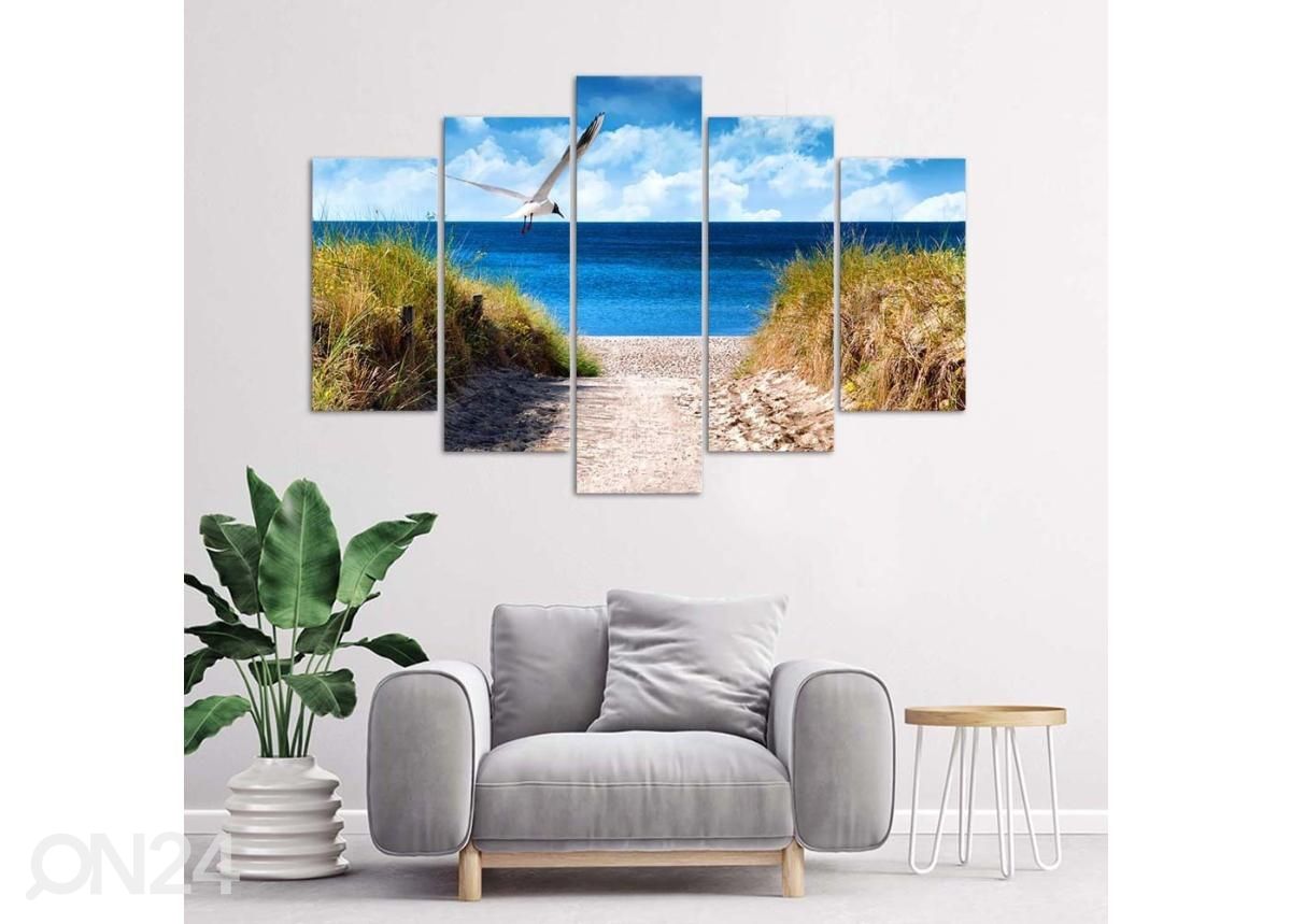 Viieosaline seinapilt Greeting to the Sea 100x70 cm suurendatud
