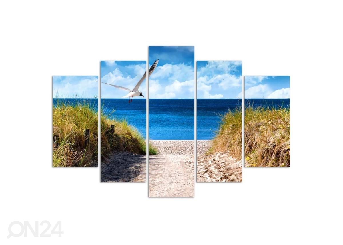 Viieosaline seinapilt Greeting to the Sea 100x70 cm suurendatud