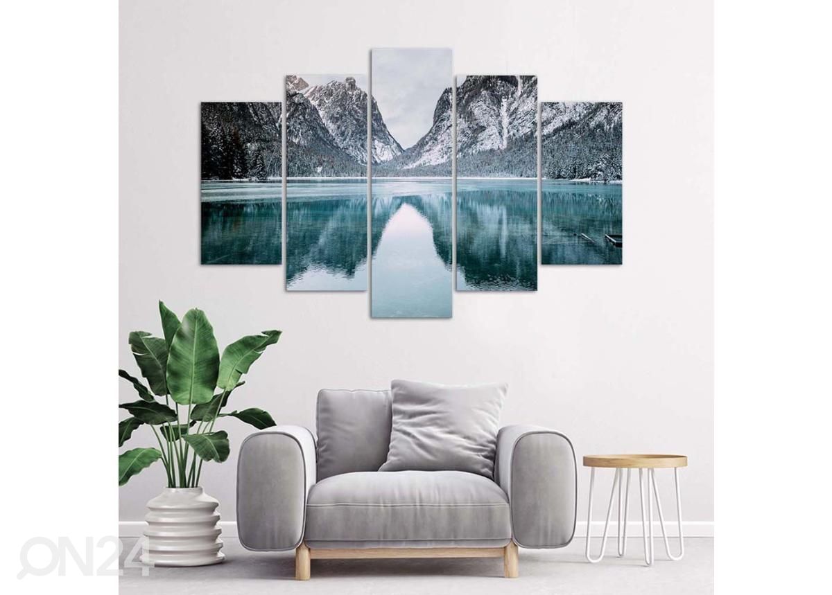 Viieosaline seinapilt Mountain Landscape 150x100 cm suurendatud