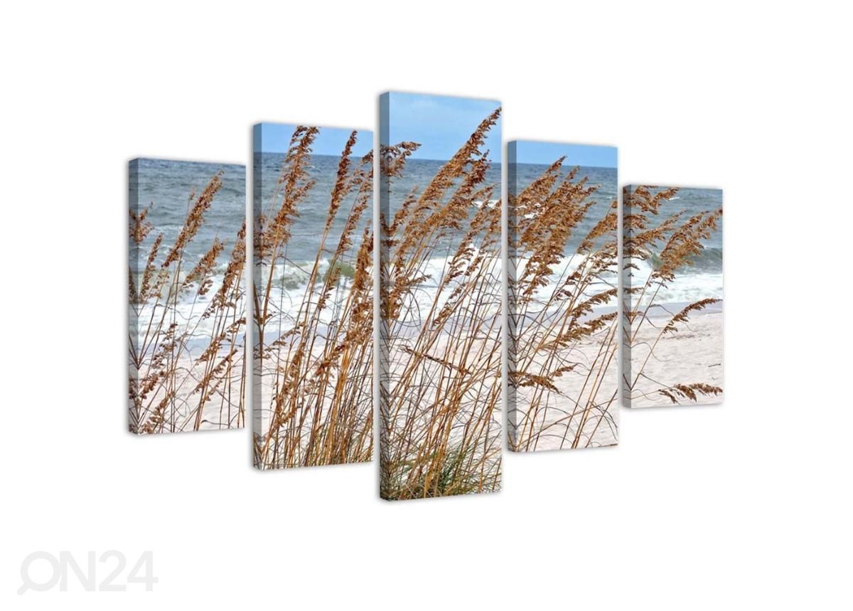 Viieosaline seinapilt Reeds by the Sea 200x100 cm suurendatud