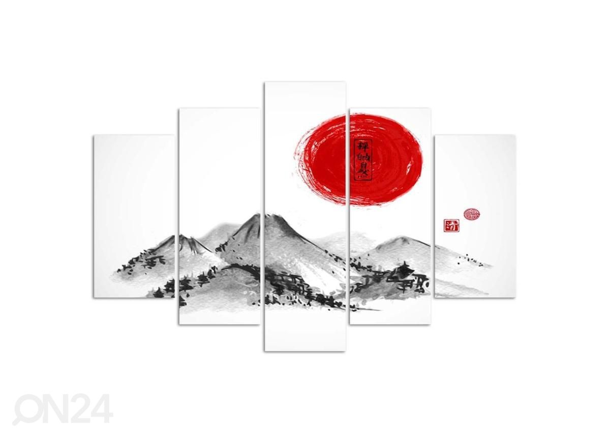 Viieosaline seinapilt Sun Over Japan 150x100 cm suurendatud