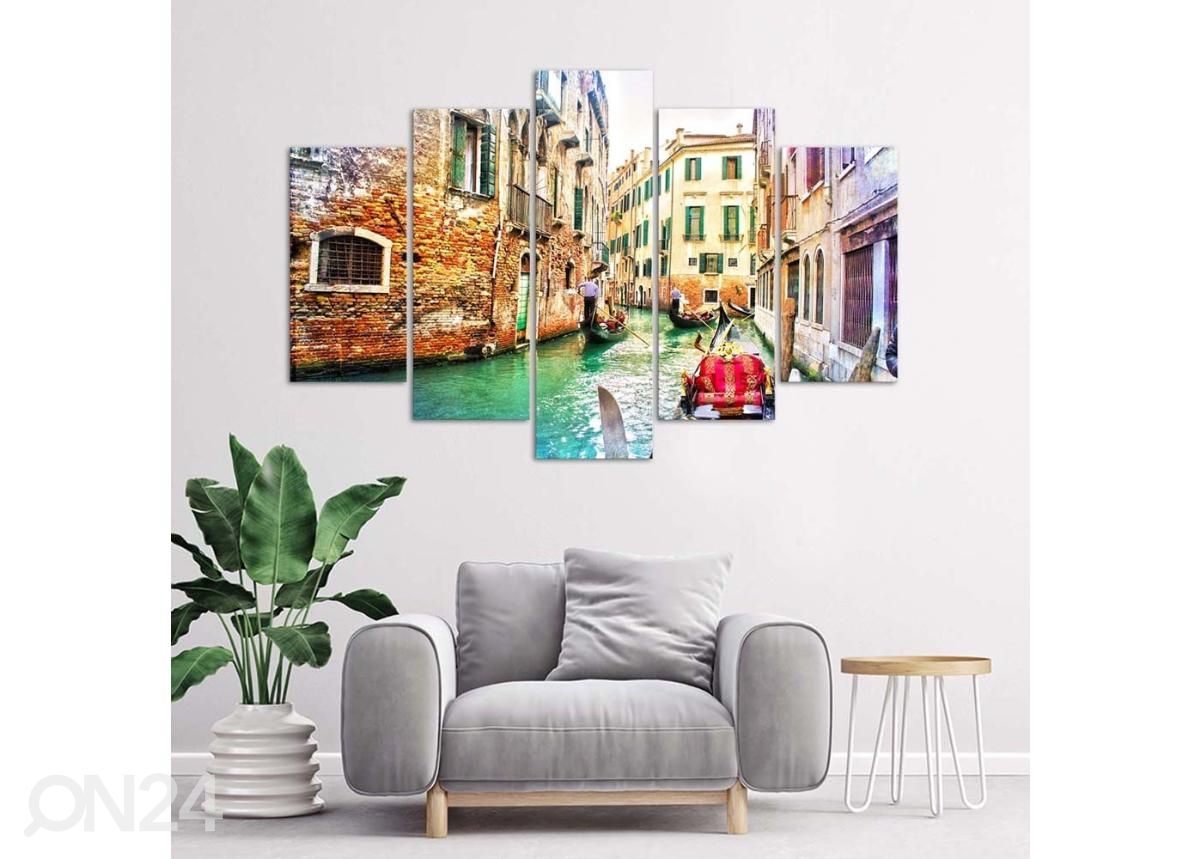 Viieosaline seinapilt Trip to Venice 100x70 cm suurendatud