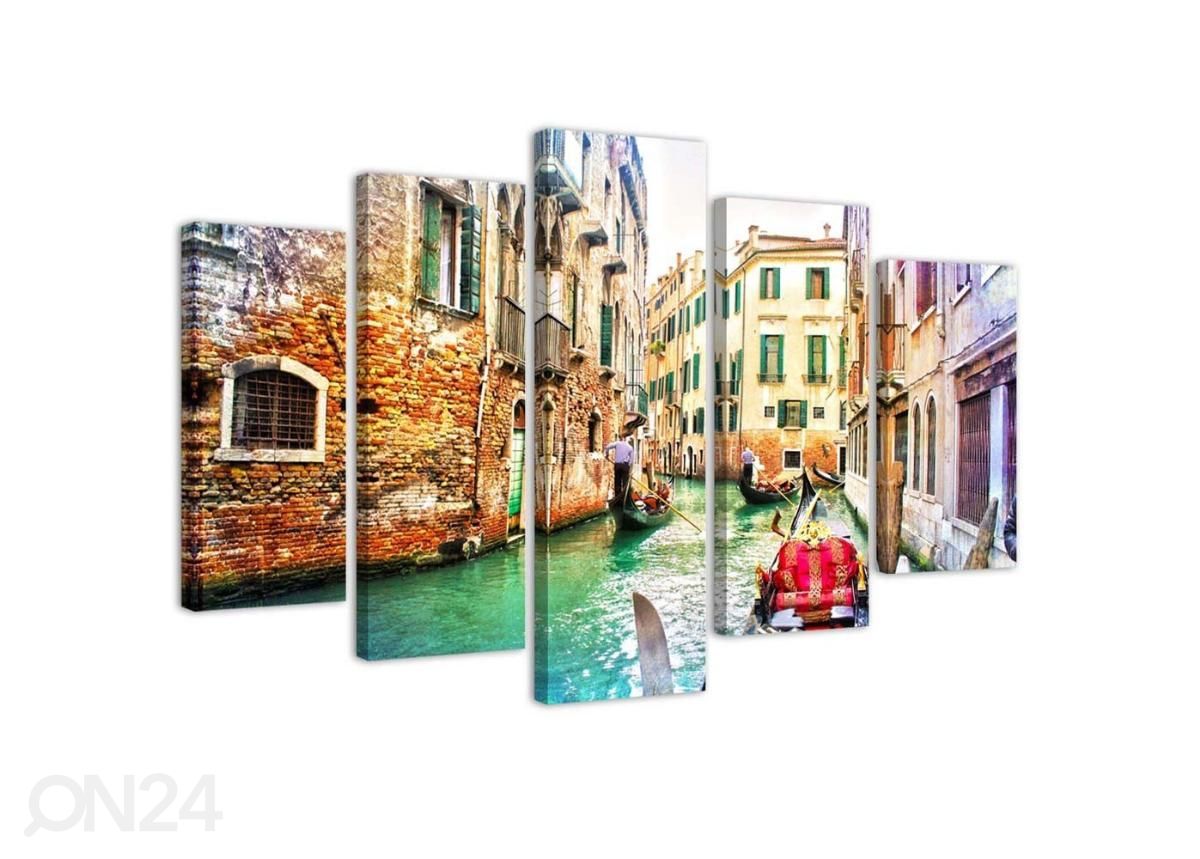 Viieosaline seinapilt Trip to Venice 100x70 cm suurendatud