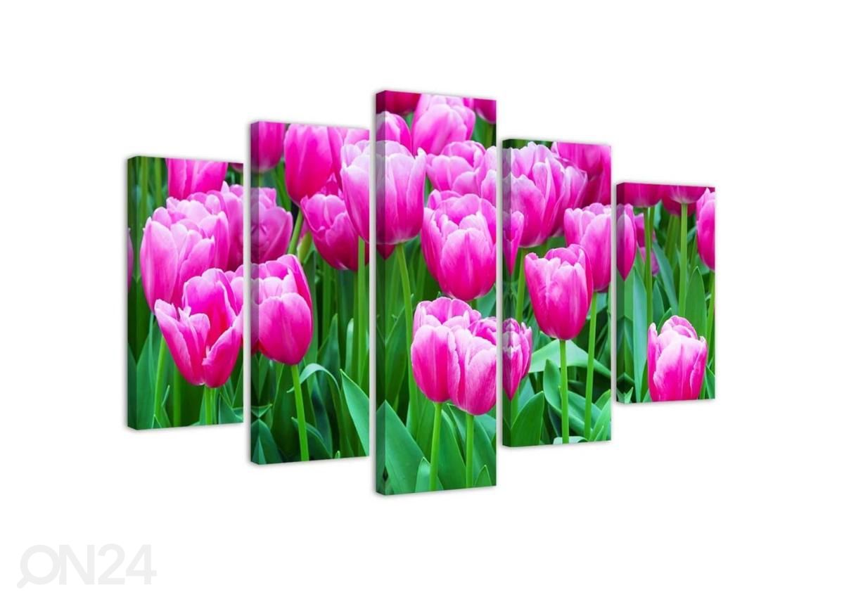 Viieosaline seinapilt White and Red Tulips 100x70 cm suurendatud