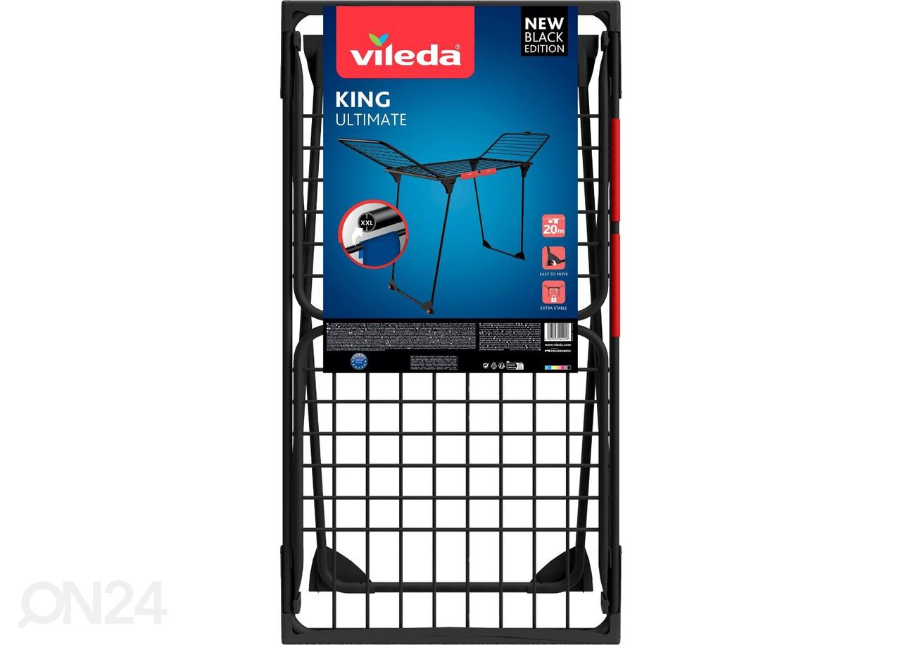 Vileda pesukuivatusrest King Ultimate Black suurendatud