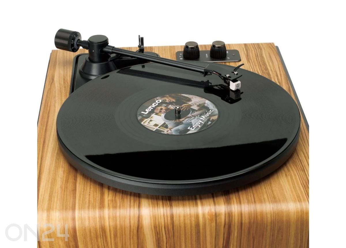 Vinüülplaadimängija jalgadel integreeritud kõlaritega Lenco LS570OK suurendatud