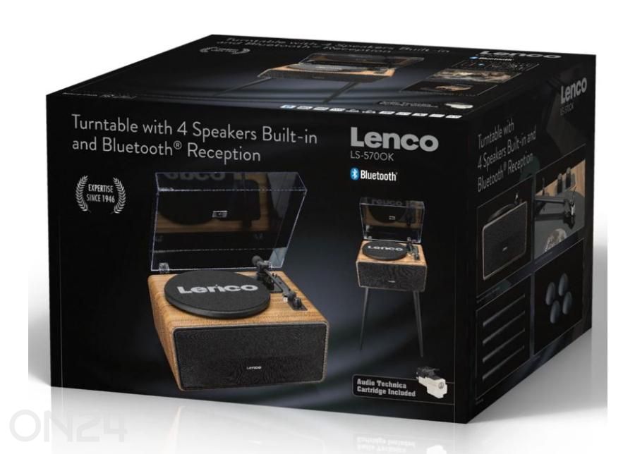 Vinüülplaadimängija jalgadel integreeritud kõlaritega Lenco LS570OK suurendatud