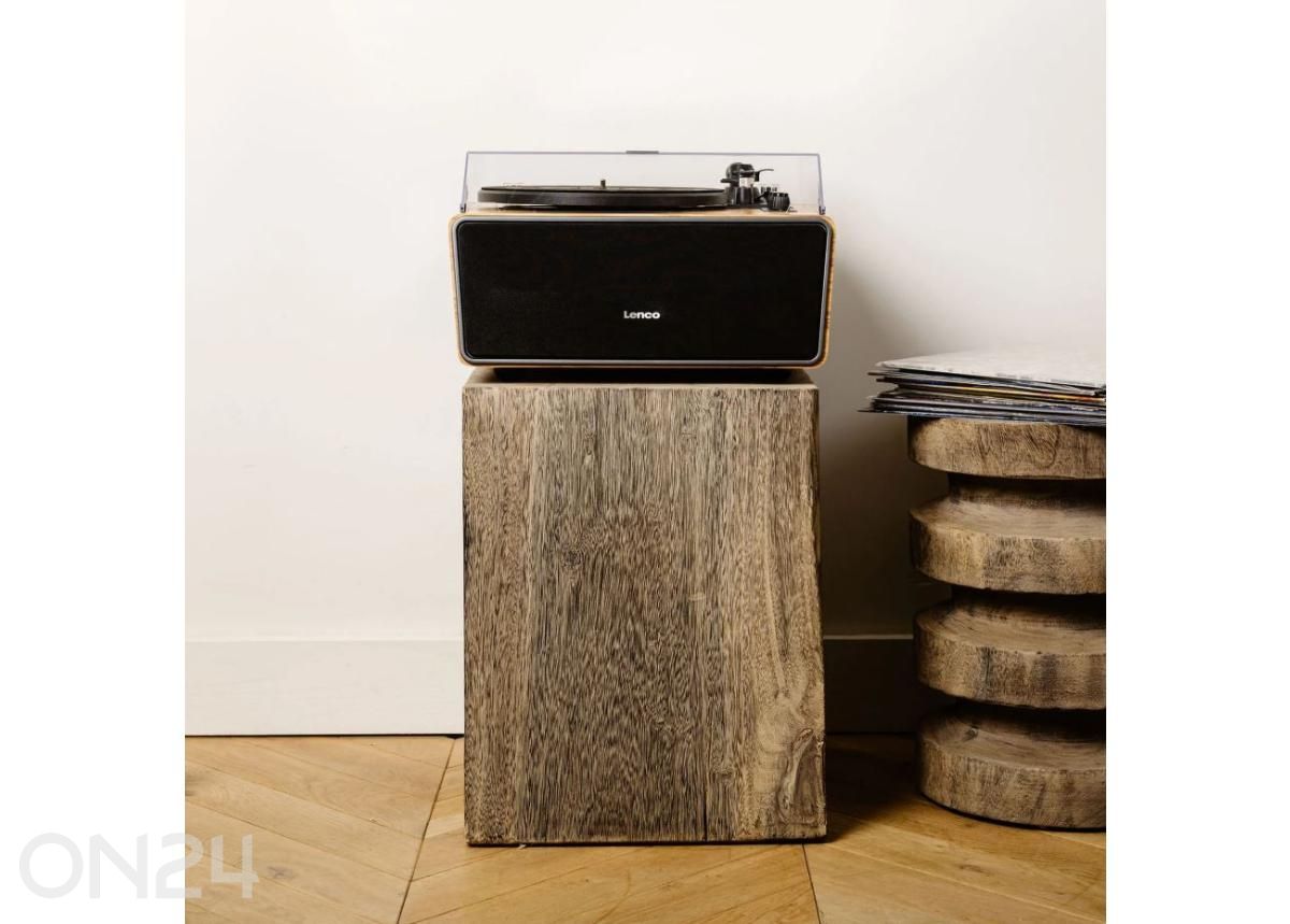 Vinüülplaadimängija jalgadel integreeritud kõlaritega Lenco LS570OK suurendatud