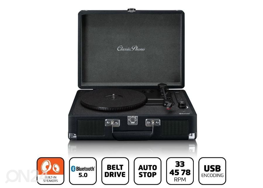 Vinüülplaadimängija kohvris Lenco TT115BK, must suurendatud