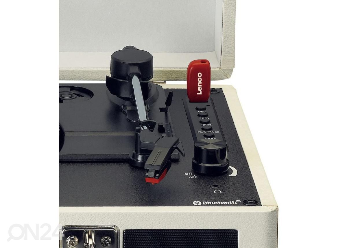 Vinüülplaadimängija kohvris Lenco TT115CR, kreem suurendatud