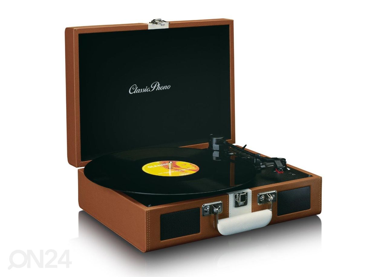 Vinüülplaadimängija kohvris Lenco TT120BNWH, valge-pruun suurendatud