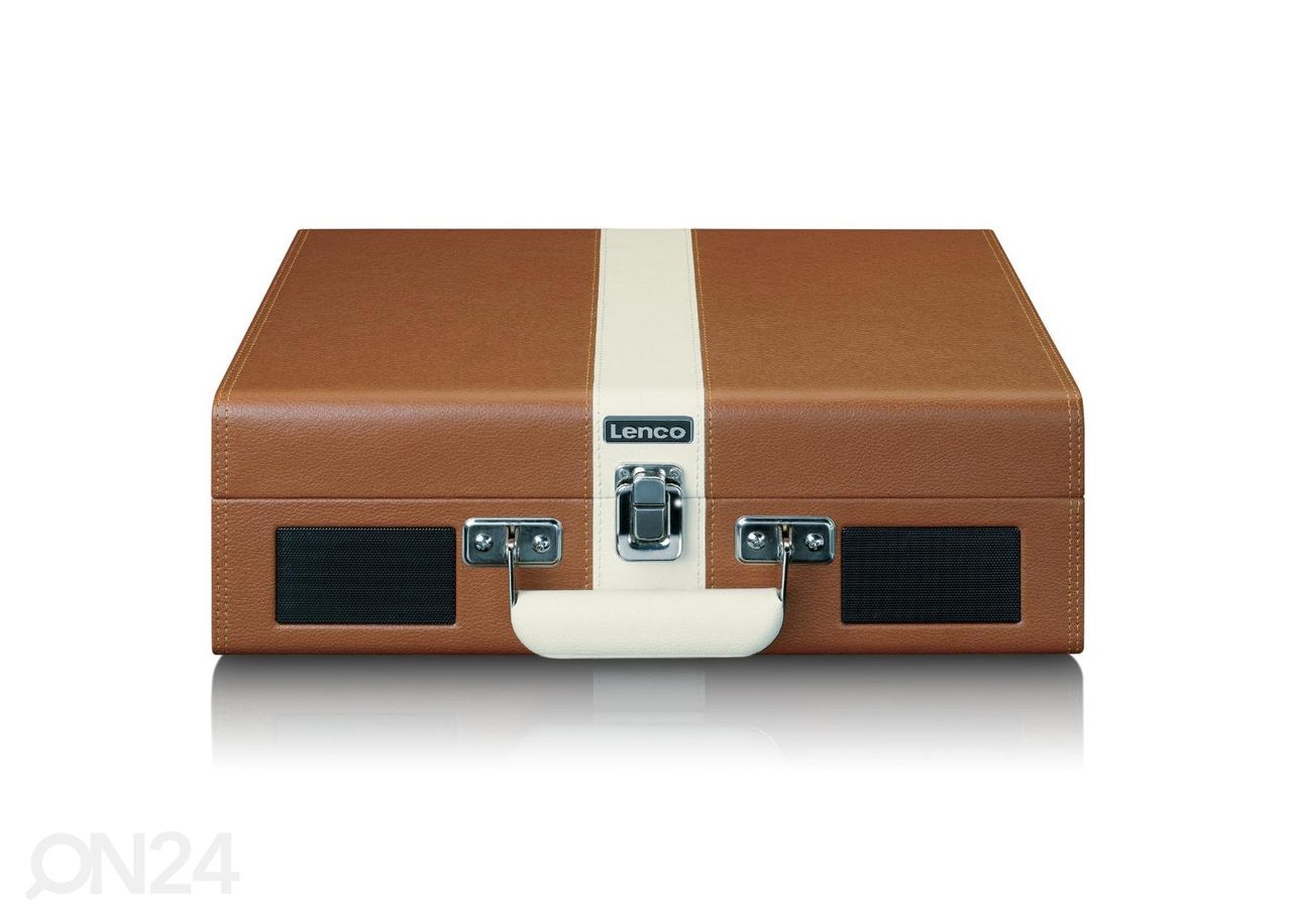 Vinüülplaadimängija kohvris Lenco TT120BNWH, valge-pruun suurendatud