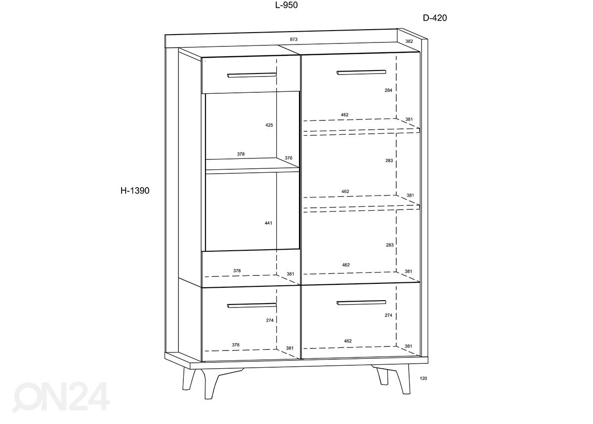 Vitriinkapp Kinsale 95 cm suurendatud