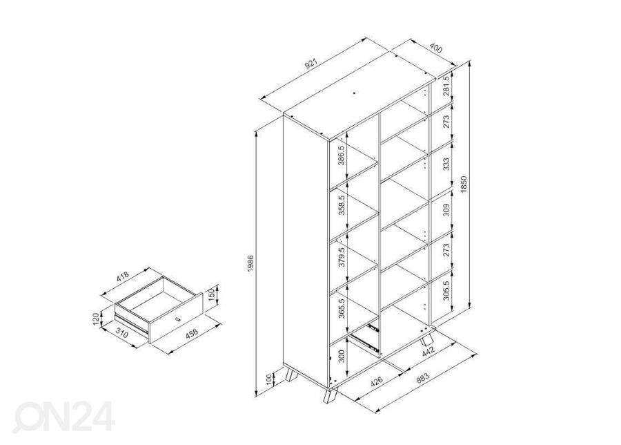 Vitriinkapp Medan 92 cm suurendatud