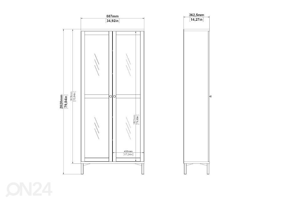 Vitriinkapp Roma 88 cm, valge suurendatud