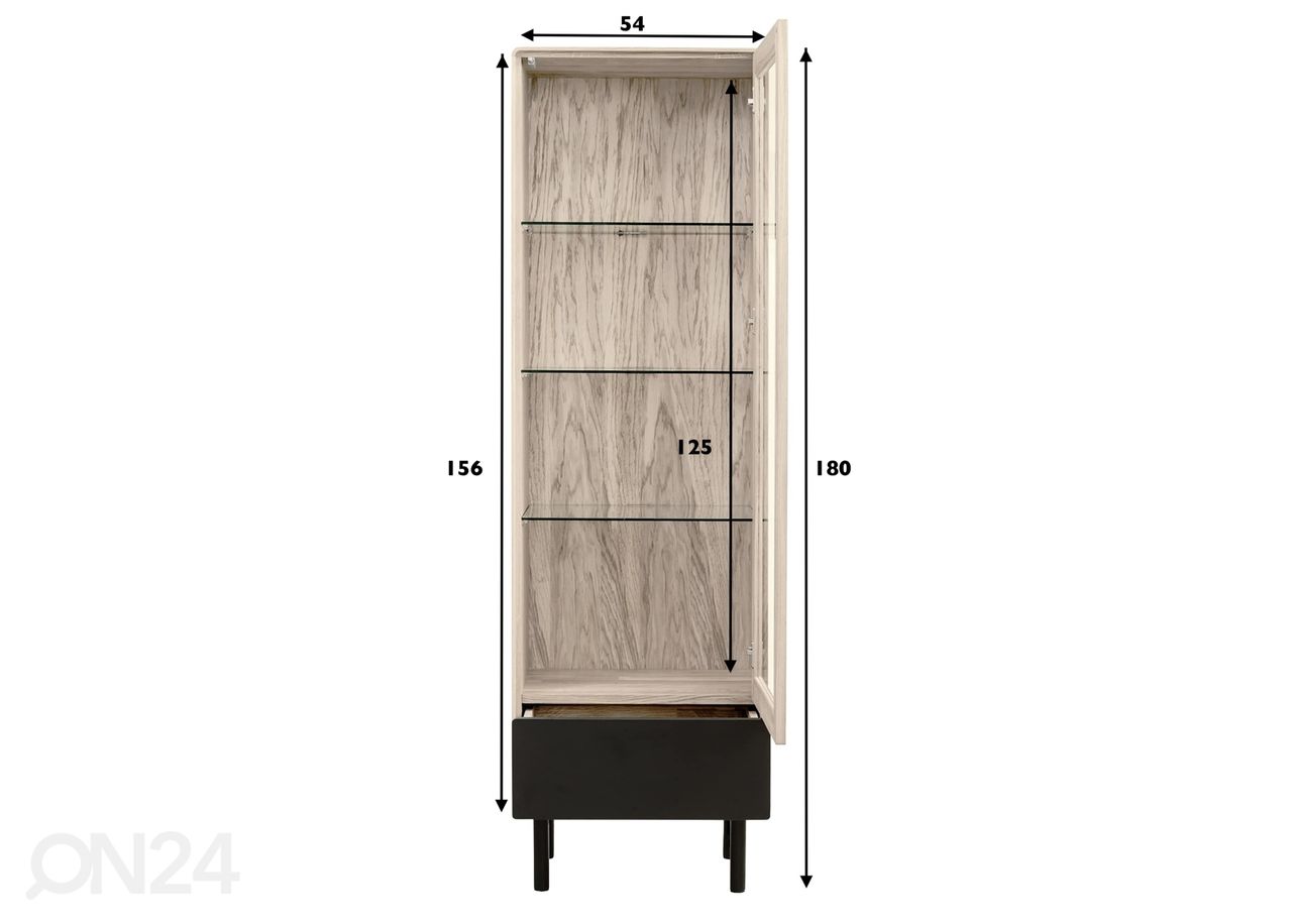 Vitriinkapp Tokyo 55 cm, valge õli suurendatud