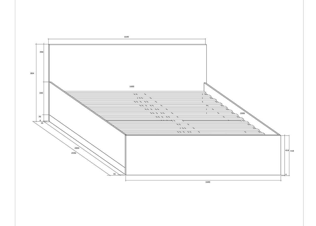 Voodi 160x200 cm suurendatud