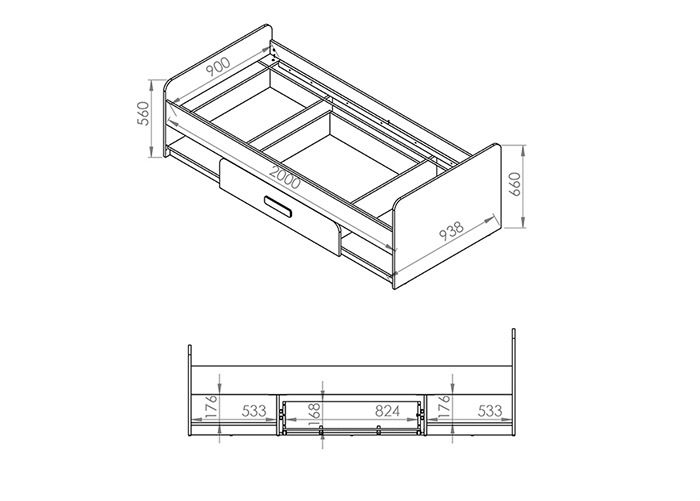 Voodi 90x200 cm suurendatud
