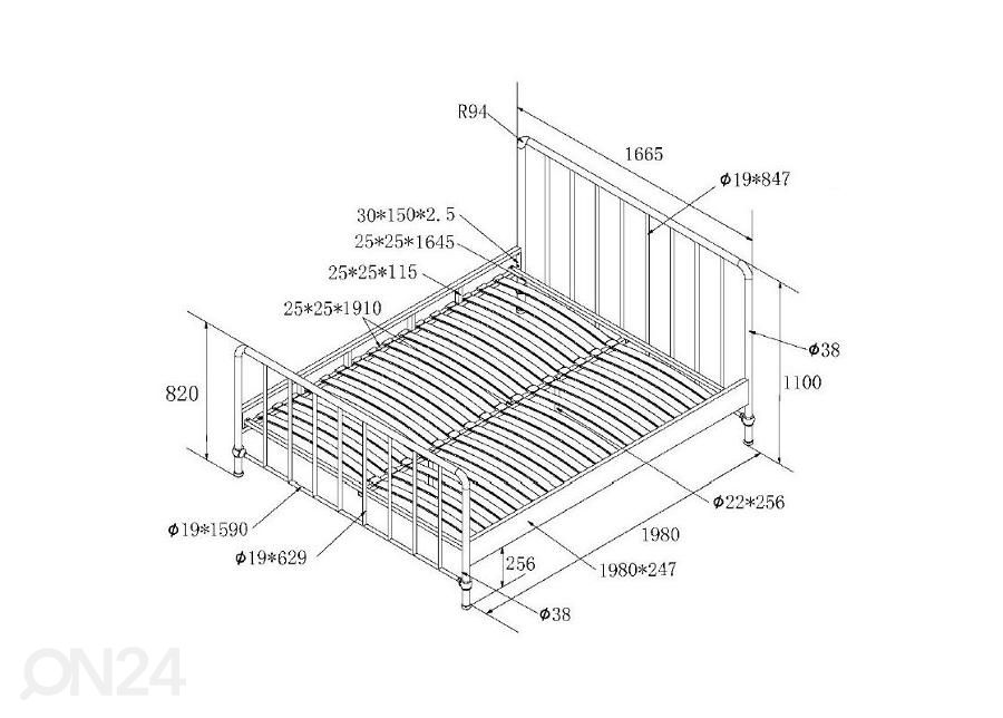 Voodi Bronxx 160x200 cm suurendatud