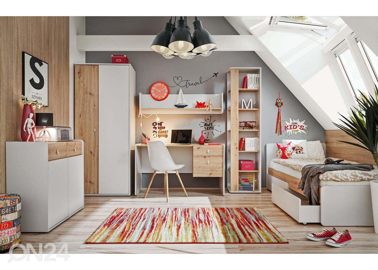 Voodi Vivero 90x200 cm, perla tamm/artrisan tamm suurendatud