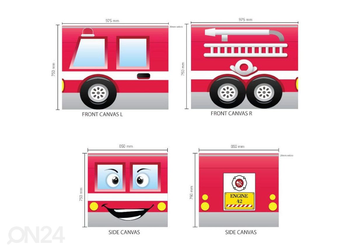 Voodikardin Pino Fire Rescue 90x200 cm suurendatud