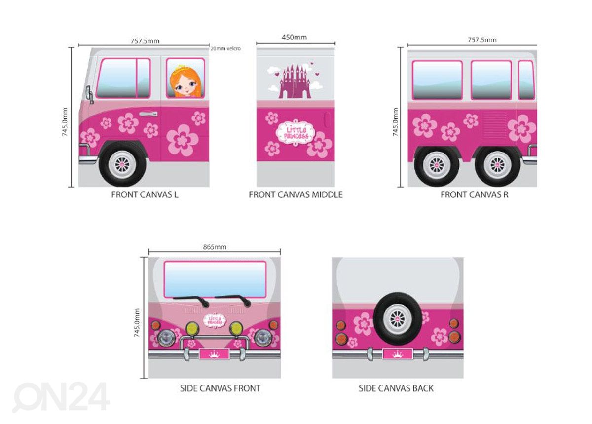 Voodikardin Pino Little Princess 90x200 cm suurendatud