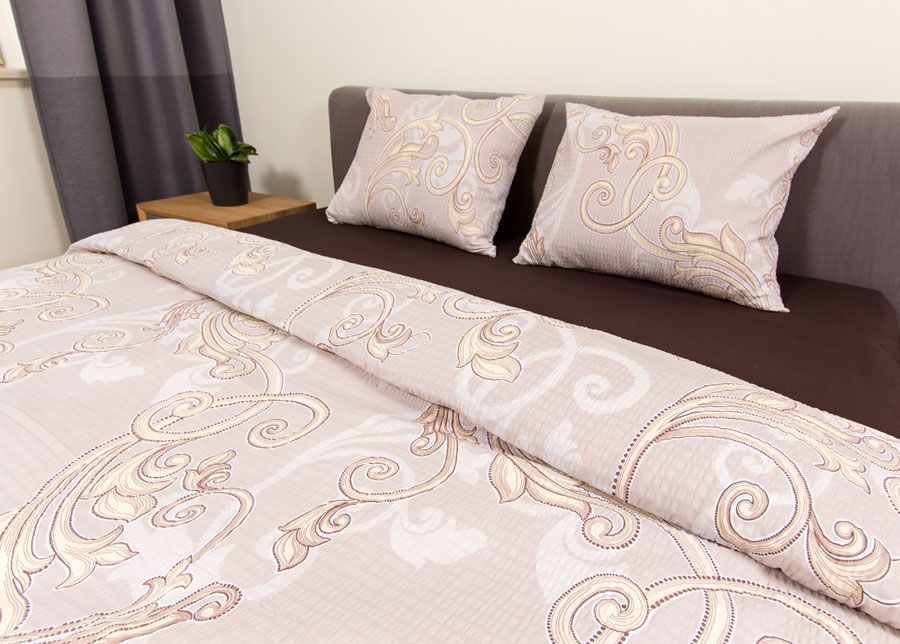 Voodipesukomplekt kortsukangast Beige 150x210 cm suurendatud